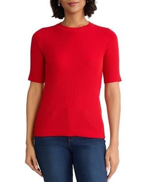 Jones New York Sutton Crewneck Short Sleeve Sweater - Red