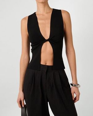 WeWoreWhat Twist Front Flyaway Tank - Black