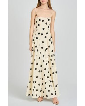 Wayf Carolina Polka Dot Cotton Godet Maxi Dress - White