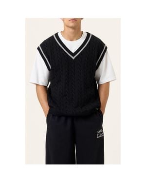 Fila Gender Inclusive Baseline Cable Stitch Sweater Vest - Black