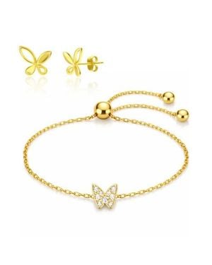 Donatello Gian Tone Butterfly Jewelry Set - Metallic