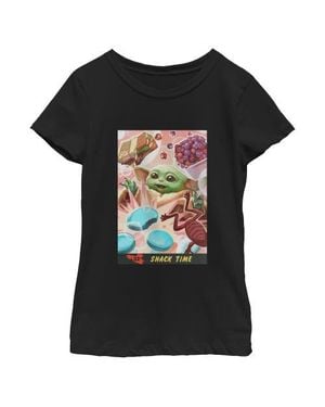 Star Wars: The Mandalorian Girls' The Child Snack Time Comic Art T-Shirt - Black
