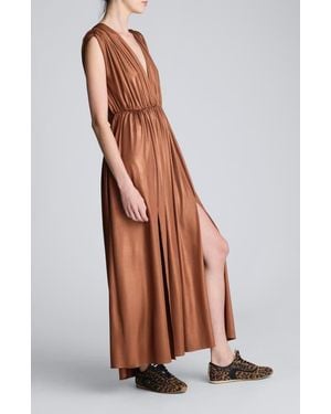 Kenneth Cole Gathered Metallic Maxi Dress - Brown