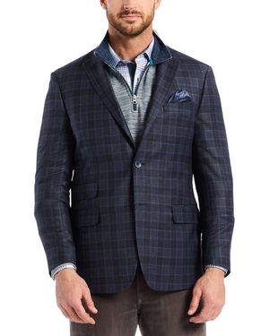 Robert Graham Kipton Windowpane Plaid Wool Blend Sport Coat - Blue