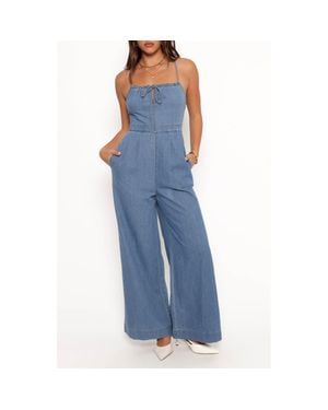 Petal & Pup Alliah Wide Leg Denim Jumpsuit - Blue