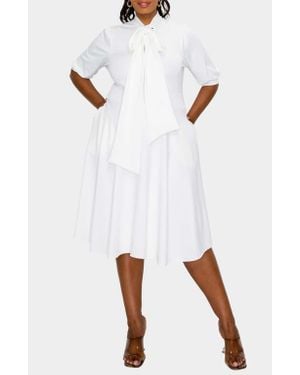 L I V D Carina Donna Fit & Flare Midi Dress - White