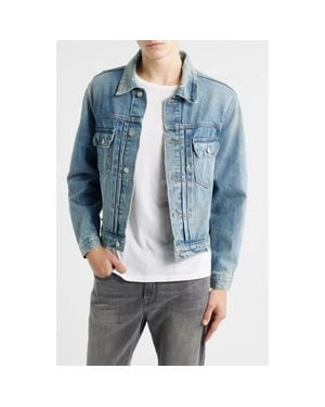 FRAME Distressed Denim Jacket - Blue