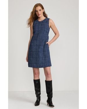 Lands' End Washable Tweed Sleeveless Above The Knee Dress - Blue