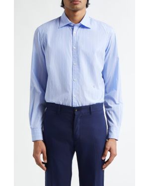 Massimo Alba Genova Stripe Button-Up Shirt - Blue