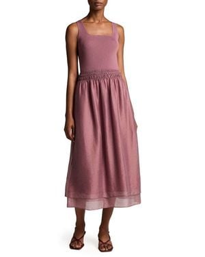 Vince Square Neck Sleeveless Midi Dress - Red