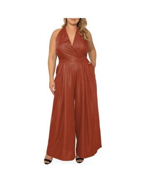 Standards & Practices London Sleeveless Wide Leg Jumpsuit - Red