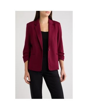 Anne Klein One Button Jacket With Scrunch Sleeves - Red