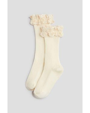 H&M Crochet-Ruffle Socks - White