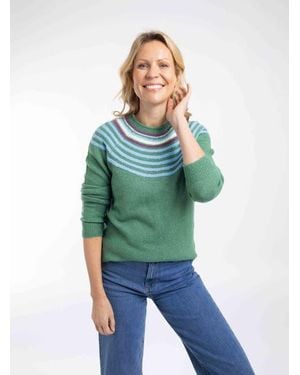 Weird Fish Sinatra Patterned Knit Sweater - Green