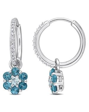 Julianna B Gemstone & Diamond Floral Earrings 10K - Blue