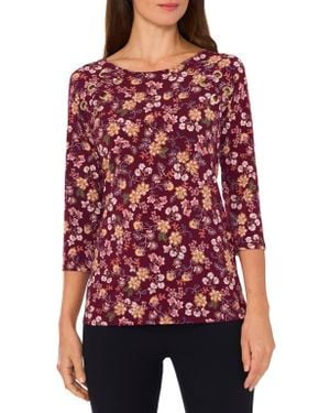 Chaus Floral Grommet Accent Cutout Top - Red