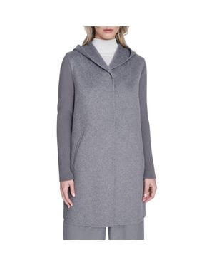 Kenneth Cole Double Face Wool Blend Hooded Coat - Gray