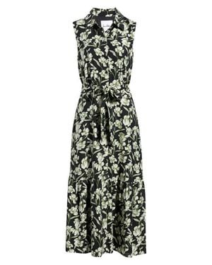 Sam Edelman Garden Floral Tie Waist Sleeveless Maxi Dress - Green