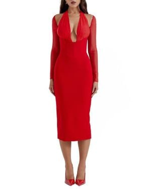 House Of Cb Viola Long Sleeve Faux Leather Midi Dress in Black | Lyst House Of Cb Viola Long Sleeve Faux Leather Midi Dress in Black | Lyst