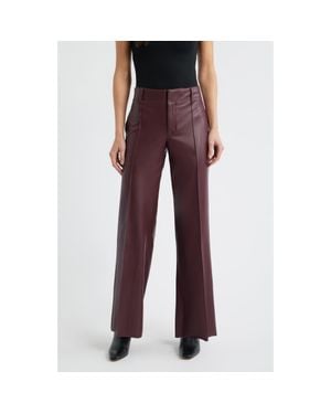 City Blues Pintuck Faux Leather Wide Leg Pants - Purple