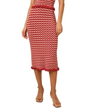 Solid & Striped The Diana Wavy Stripe Knit Midi Skirt - Red
