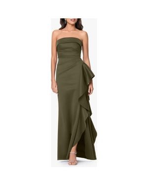 Xscape Evenings Ruffle Strapless Scuba Crepe Gown - Green