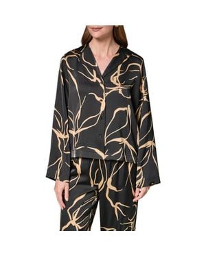Donna Karan Print Satin Shirt - Black