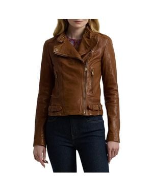 Ralph Lauren Leather Moto Jacket - Brown