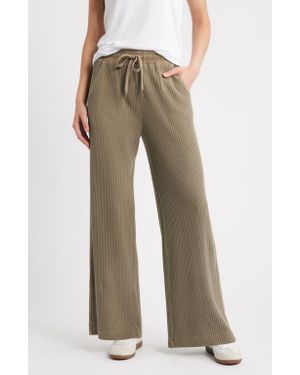 City Blues Side Stripe Waffle Knit Lounge Pants - Green