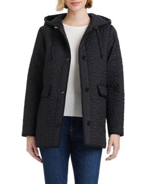 Kate Spade Spade Floral Quilted A-Line Jacket - Black