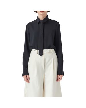 Grey Lab Neck Tie Shirt - Black