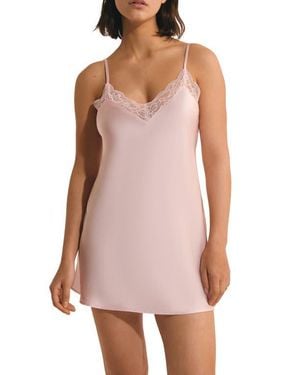 Etam Desire Lace Trimmed Chemise - Pink