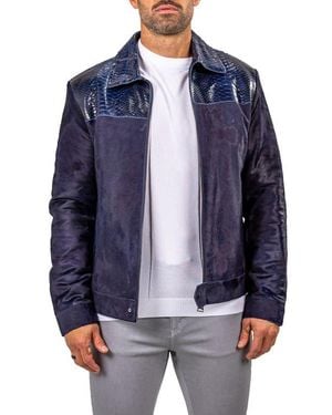 Maceoo Leather Jacket - Blue