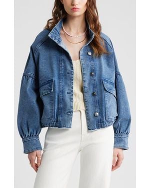 Treasure & Bond Blouson Sleeve Denim Jacket - Blue