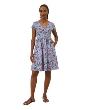 Pact Fit & Flare Crossover Dress - Blue