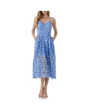 Endless Rose Lace Cami Midi Dress - Blue