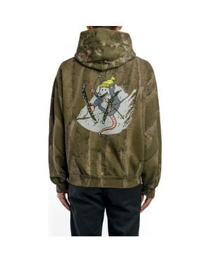 Vardagen Slalom Possum Drip Dye Heavyweight Hoodie - Green