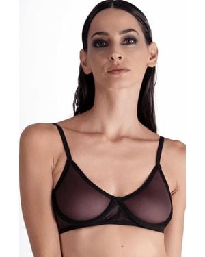 LECHERY Lustrous Sheer Full Coverage Underwire Bra - Black