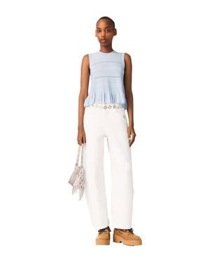 Maje Ruffled Knit Top - White