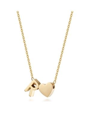 Jane Basch Initial Heart Pendant Necklace - Metallic