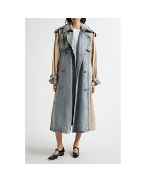 3.1 Phillip Lim Mixed Media Cotton Trench Coat - Blue