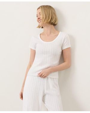 Pact Organic Cotton Pointelle Scoop Neck Tee - White