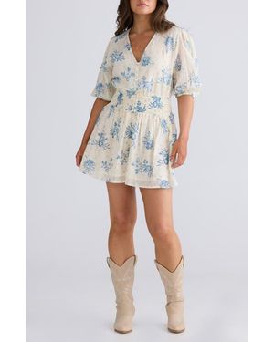 Talisman the Label Halo Floral Print Romper - White