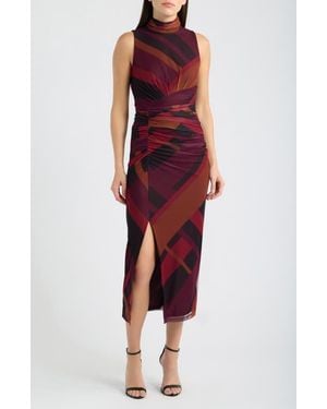 Vince Camuto Patterned Mesh Body-Con Dress - Red