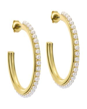 Ted Baker Peraa Medium Pearl Hoop Earrings - Metallic