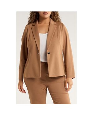 Kasper One-Button Seamed Waist Blazer - Brown