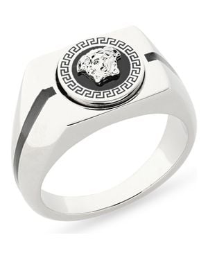 Versace Enamel Medusa Signet Ring - Metallic