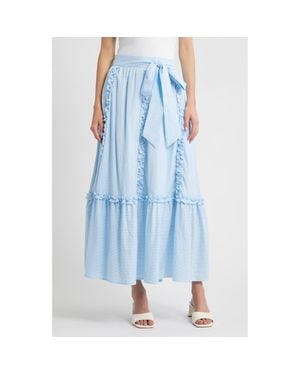 Love The Label Elowen Side Tie Cotton Wrap Skirt - Blue