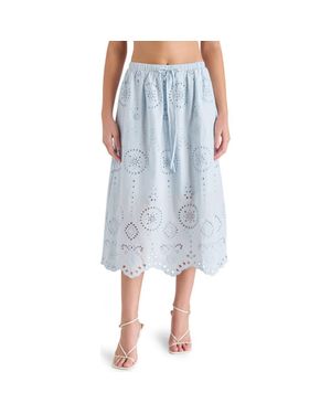 Steve Madden Anaisa Eyelet Embroidered Midi Skirt - Blue