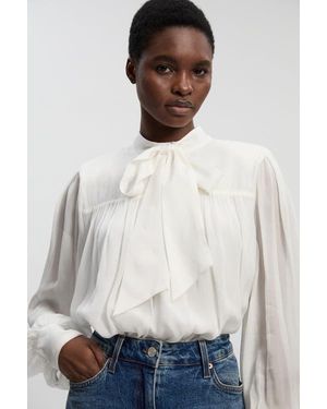 Karen Millen Tie-Neck Pussybow Blouse - White